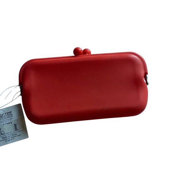 Jellie Red Silicone Clutch Wallet Ball Clasp 7.5”x 4” NEW NWT - Picture 4 of 7